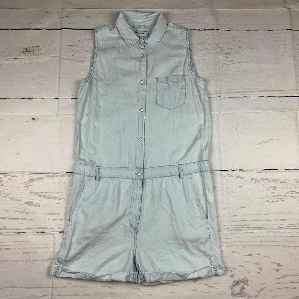 The Blue Shirt Shop womens S Bridgehampton blue chambray sleeveless romper
